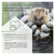 Eine behandschuhte Person hält einen Igel mit dem Text: "Empfohlen von Igel-Schutzgebieten & Rettungsdiensten," was die Unterstützung durch Biologen hervorhebt.