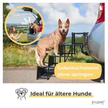 Ein Autositzbezug für Haustiere mit Schaum- und Gummigriffen, entworfen, um Kratzer auf Autoberflächen zu verhindern. Der Text lautet "Keine Kratzer an deinem Auto."