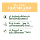 Die Verpackung des Pure Nature Greenfield Turkey Hundefutters zeigt eine getreidefreie Formel mit Quinoa, Brokkoli und Omega-3, hergestellt in Deutschland.