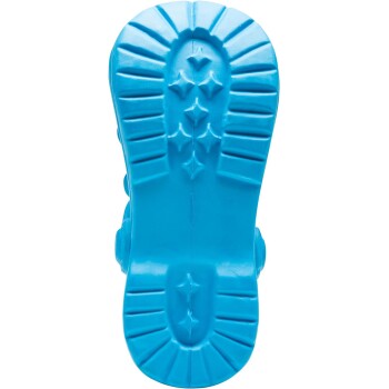 Helle blaue Gummispielzeugsohle für Haustiere mit strukturierten Mustern für Grip und Spiel. Ideal für Hunde zum Kauen und Apportieren.