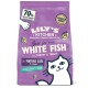 Sac de nourriture pour chat Lily's Kitchen avec "Just for me White Fish" avec dinde et truite, 70% poisson et dinde, pour les chats matures de 7 ans et plus.