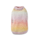 Flauschiger pastellfarbener Ombre-Haustierpullover (rosa, pfirsich, gelb) mit kleinem vertikalem WOLTERS-Etikett.
