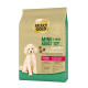 Select Gold Mini Adult Hundefuttertüte, 5-10 kg, für empfindliche Hunde, mit einem Pudel und Text, der Zutaten wie Pferd und Tapioka hervorhebt.
