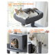 Katzenbaum mit einer breiten oberen Plattform, großem Würfel-Katzenhaus und abnehmbarem Katzenspielzeug. Merkmale sind doppelte Pfostenstütze und ein perfekter Rückzugsort.