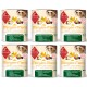 Sechs Dosen Hundefutter "Morgen-Menü" mit Bio-Hühnchen, Früchten und Kartoffeln. Die Etiketten heben die Vorteile von glutenfrei und laktosefrei hervor.