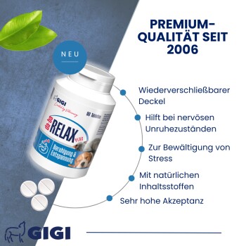 Eine gemütliche Szene mit einem Hund und einer Katze, die unter einer weichen Decke hervorschauen, mit dem Text "DA-BA RELAX PLUS FÜR HUNDE UND KATZEN" darüber.