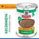 Puszka mokrej karmy Hill's Science Plan Puppy (Loaf Pâté) oznaczona 'Puppy <1' i 'Healthy recipe with chicken.'