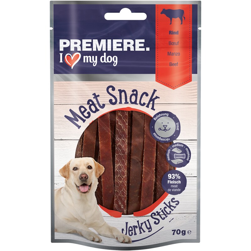 PREMIERE Meat Snack Jerky Sticks hond Rund 6x70 g
