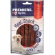 Première I Love My Dog Meat Snack Jerky Sticks, paquet de 70 g avec des bandes de jerky de boeuf, 93 % de contenu en viande, et une illustration de chien.