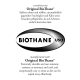 BIOTHANE USA Oval-Logo mit „Original BioThane“ und Text: langlebig, reißfest, feuchtigkeits- und kältebeständig, leicht zu reinigen.