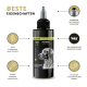 Schwarze Flasche von Petcare Petdog Health 2110 Ohrreiniger für Hunde, mit Tropfapplikator und 100% pflanzenbasierter beruhigender Formel.
