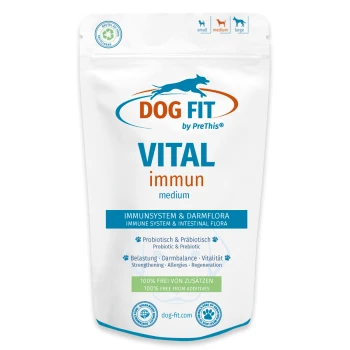 ® VITAL immun Hunde M DOG FIT VITAL immun mittelgroßer Nahrungsergänzungsbeutel für Hunde — "Immunsystem & Darmflora", zu 100 % frei von Zusatzstoffen