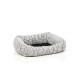 Graues Plüsch-Haustierbett mit strukturiertem Muster, mit erhöhten Rändern und weichem Innenraum, geeignet für kleine bis mittelgroße Haustiere.