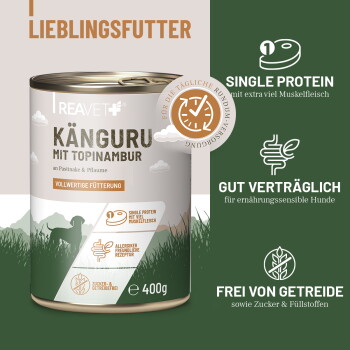 Hundefutterdosenetikett mit Aufschrift 'OFFENE DEKLARATION' und '76% FLEISCH und Fleischbrühe', Zutatenliste und Recyclingsymbol