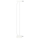 Weiße Metallverlängerung für Haustiertore, mit einem vertikalen Stabdesign und einem horizontalen oberen Balken sowie einer Montagehalterung am Boden.