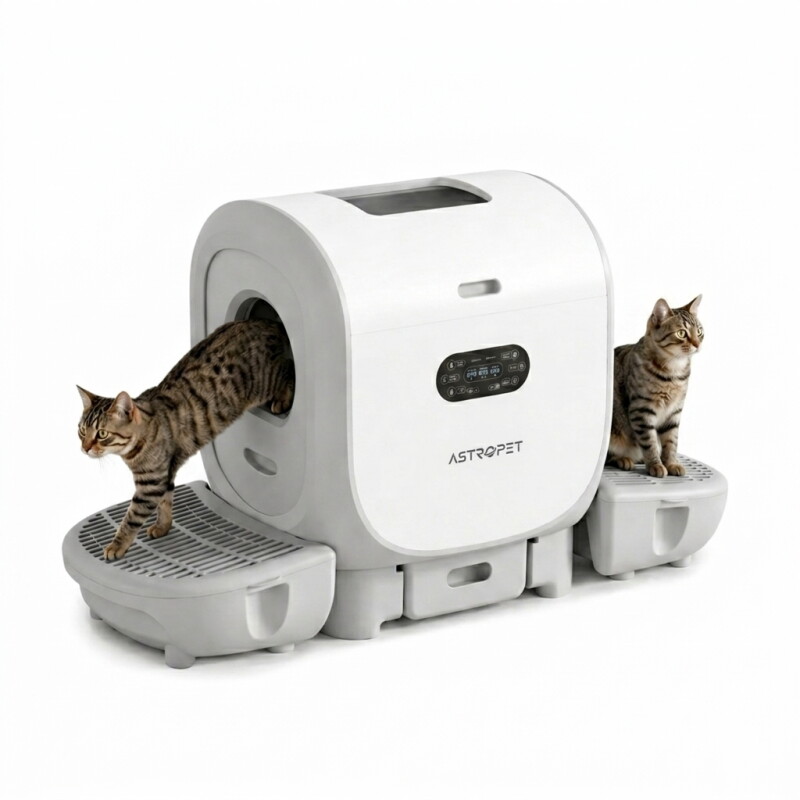 AstroPet 101L XXL Katzenklo Selbstreinigend mit Zwei Eingänge Automatische Katzentoilette mit App-Steuerung,UVC-Luftreinigung und...