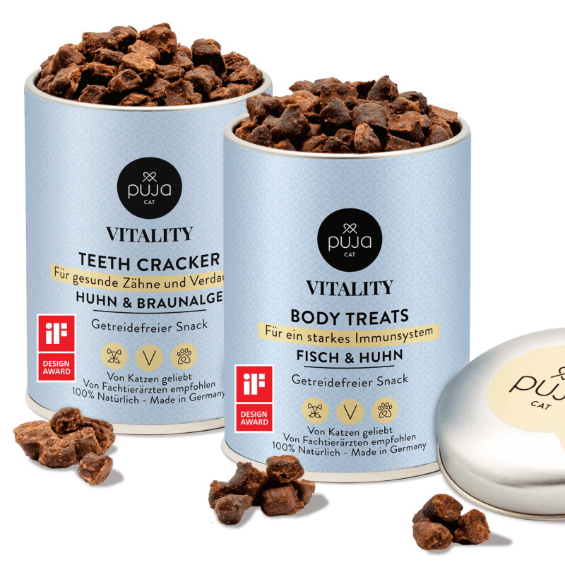 PUJA Doppelt Fit Snacks Vitality Teeth + Body für Katzen 2x150g