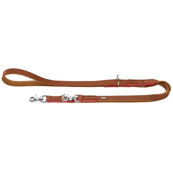 Braune Lederhundeleine mit gepolstertem Griff, drehbarem Metallkarabiner, D-Ring und kleinem Metallplättchen