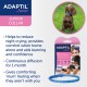 ADAPTIL Junior collar packaging with a puppy image, highlighting benefits like reducing night crying and providing comfort.