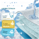 Illustration von saugfähigen Haustierunterlagen mit Eigenschaften: hochabsorbierend, schnelltrocknend, 3-lagiges Fleece und feuchtigkeitsisolierende Schicht.