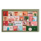 Adventskalender für Haustiere mit bunten Boxen und festlichen Illustrationen, beschriftet von 1 bis 24, und dem Text 'Frohe Weihnachten.'