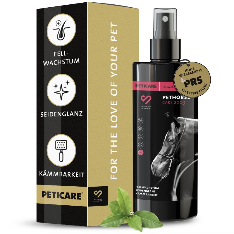 Peticare Fell-Pflege Spray für Pferde, Fellwachstum Seidenglanz Kämmbarkeit