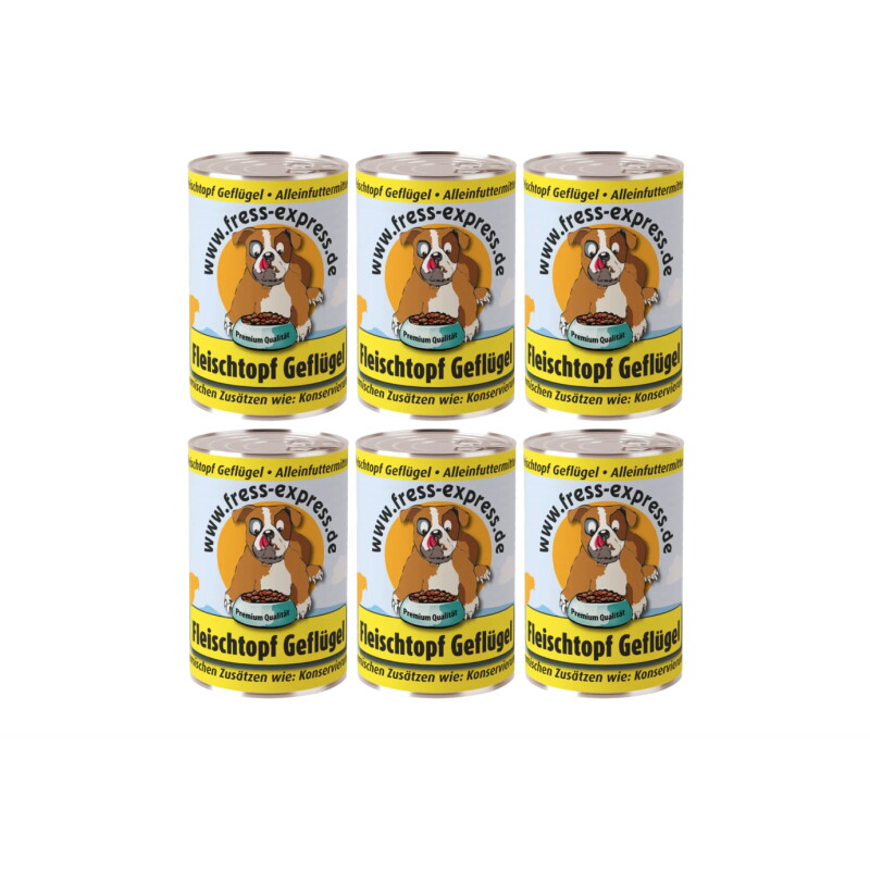 fress-express Fleischtopf Geflügel Nassfutter Hund 6x400 g