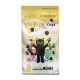 Katzenfutterverpackung mit einer verspielten Grafik einer schwarzen Katze, beschriftet mit "Lucky Lou" und den Texten "Young, Wild & Hungry" und "Kitten".