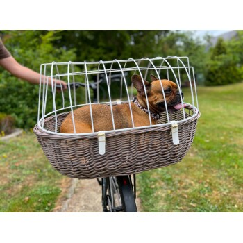 Koszyk rowerowy z kratką ochronną na bagażnik, szary