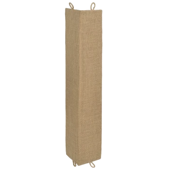 Natürlicher Jute-Kratzbaum für Katzen mit zwei hängenden Schlaufen zur einfachen Befestigung, entworfen für das Kratzen und Spielen von Katzen.