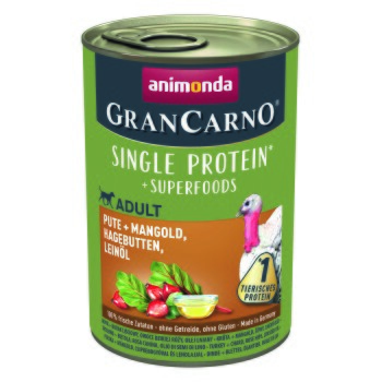 GranCarno Single Protein Superfoods Pute & Mangold, Hagebutten, Leinöl 6x400 g