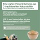 Grüne Anzeige mit Muscheln und einer Schale Pulver; drei traditionelle natürliche Inhaltsstoffe — Muschel, Teufelskralle, Fischkollagen.