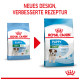 Vergleich von Royal Canin Welpenfutter: 'Puppy Mini' links, 'Puppy 2-10 Monate' rechts, zeigt neues Design und verbesserte Rezeptur.