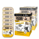 DOGS'n TIGER 6×100 g Nassfutterpackung mit Katzenfoto; Aufschriften ‚Herzlich‘ und ‚Fleischmahlzeit‘; Huhn mit Hühnerherzen & Möhre