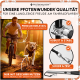 Mann fährt Fahrrad mit Hund an der Leine, die am Sattelstützenrohr befestigt ist, zeigt robuste Metallklemme und sicheren Karabinerhaken, Pfotenwunder-Qualität.
