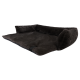 Ein plüschiges, dunkelgraues Haustierbett mit erhöhten Rändern für Komfort, mit einer weichen, pelzigen Oberfläche, ideal für Hunde oder Katzen.