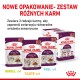 Zestaw karmy dla kotów Royal Canin Sensory z trzema rodzajami: Zapach, Smak i Dotyk, z detalami opakowania i zdjęciem kota.