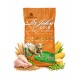 Hundefutterbeutel mit der Marke "Dr. John Gold", reich an Huhn und Gemüse, 20% Protein, 9% Fett, mit einer Illustration eines laufenden Hundes.
