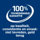 Blauw zegel: 100% tevredenheidsgarantie — op kwaliteit, consistentie en smaak, geld terug.