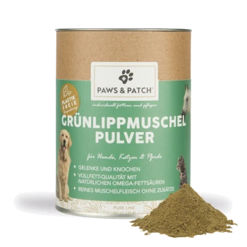 Dose PAWS & PATCH 'GRÜNLIPPMUSCHEL PULVER', Grünlippmuschel-Pulver für Hunde, Katzen & Pferde, mit Haufen Pulver