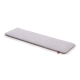 Graue Haustiermatte mit einer weichen, filzartigen Textur, mit abgerundeten Kanten und einem kleinen roten Etikett auf einer Seite.