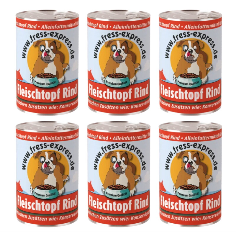 fress-express Fleischtopf Rind Nassfutter Hund 6x400 g