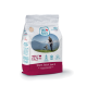Swiss Natural Adult Hundefutter-Sack, weiß/magenta, Hund vor Berglandschaft, Aufschriften ‚72% Rind‘ und ‚Smell it. Taste it. Love it!‘