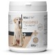 Behälter mit REAVET Magenmild-Pulver für Hunde, 500g, mit einem beigen und weißen Design mit einer Hundesilhouette und dem Etikett "Made in Germany."