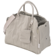 Sac de transport pour animaux beige à parois souples avec poignées, bandoulière, poche avant et étiquette "more" sur le côté.