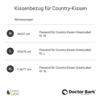 Kissenbezug für Country-Kissen, mit Größen M (84x57 cm), L (100x70 cm), XL (114x77 cm), von Doctor Bark, GreenLabel.