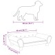 Hundesilhouette neben einem Haustiercouch (46 cm breit, 22 cm hoch, 37 cm tief). Der Hund misst 40 cm (15,7”).
