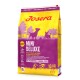 10 kg Josera Mini Deluxe Hundefuttertüte in Gelb und Lila, mit Silhouetten von Hunden und Bäumen, mit dem Text "Getreidefrei."