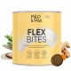 Gelbe Dose Milo & Mia Daily Bites für Hunde, mit dem Text 'Knochen & Gelenke', mit Zutaten wie Grünlippmuschel und Kurkuma.