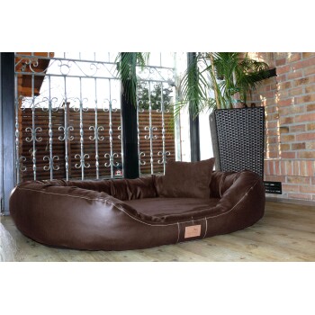 Orthopädisches Hundebett LENNART VISCO PLUS Kunstleder und Velours braun 1,7 m, 35 cm, 1,1 m